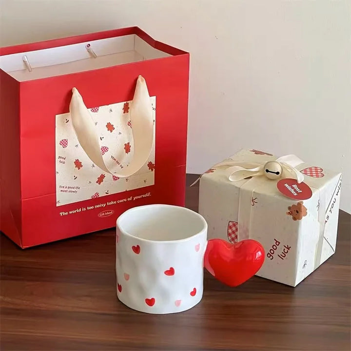 Handmade Irregular Mug, Pink Three-dimensional Bow Coffee Cup, Artistic Niche Mug Gift Ceramic Water Cup