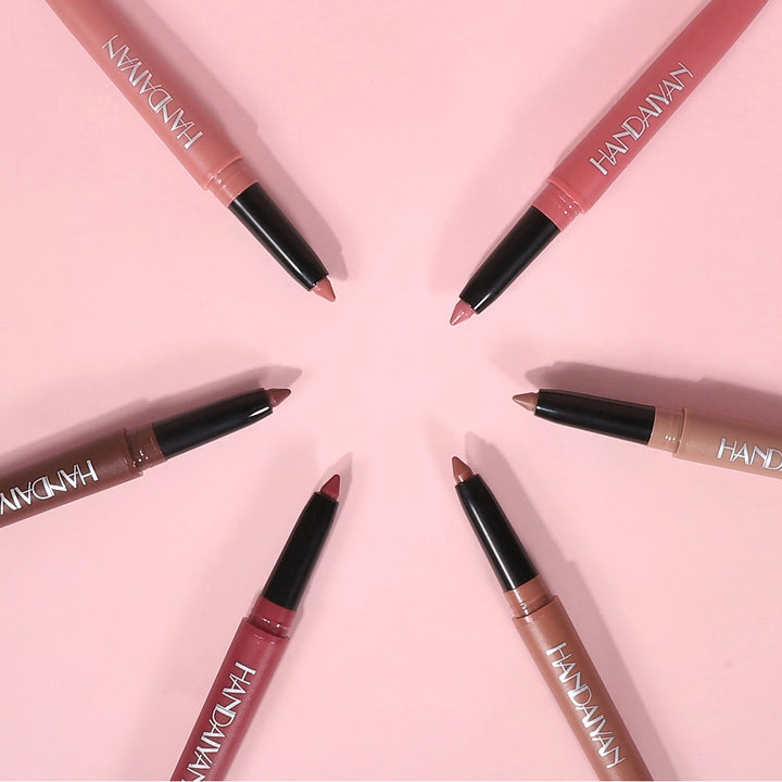 Handaiyan 6 Colors Matte Waterproof Velvet Nude Lipstick Pencil Lip Liner Sexy Red Pink Pigments Makeup Long Lasting