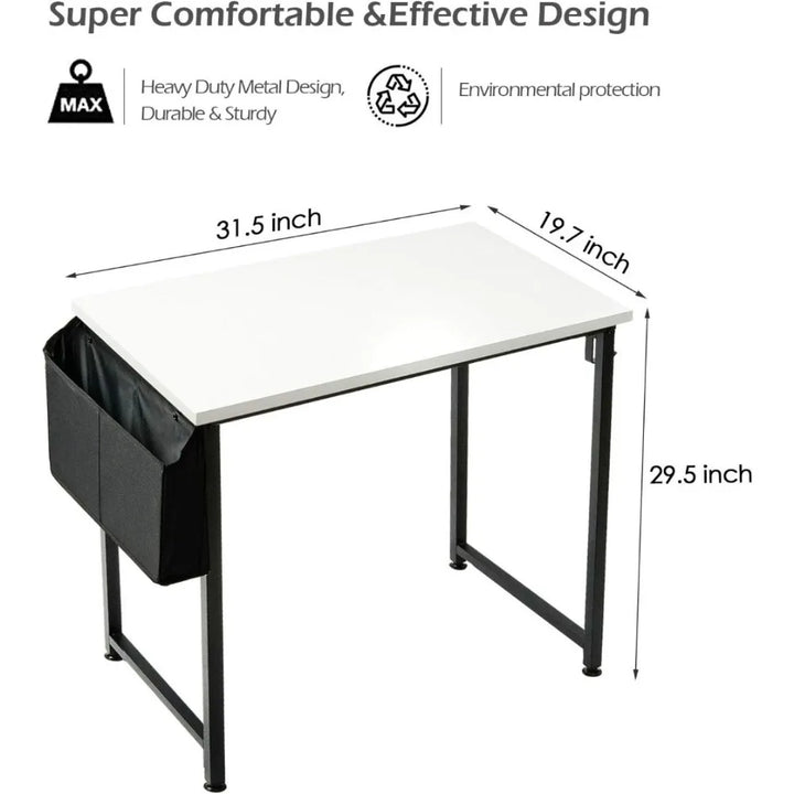 Small Computer Desk White Writing Table for Home Office Small Spaces 31 Inch Modern Student Study Laptop PC Writing Desks