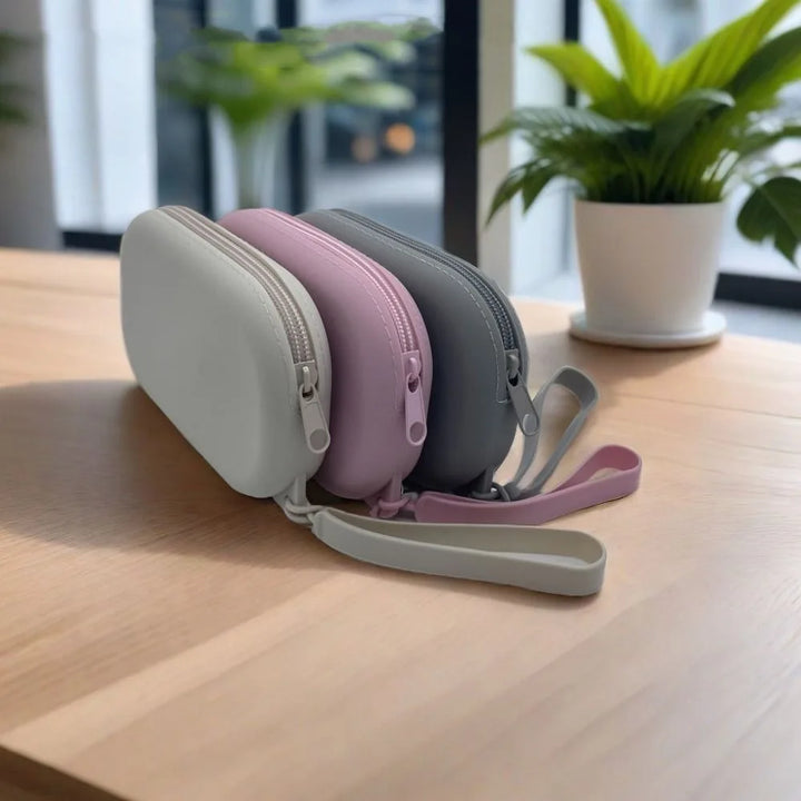 Morandi Color Silicone Cosmetic Bag Coin Purse Large Capacity Multifunction Storage Bag Solid Color Rectangle Small Item Bag
