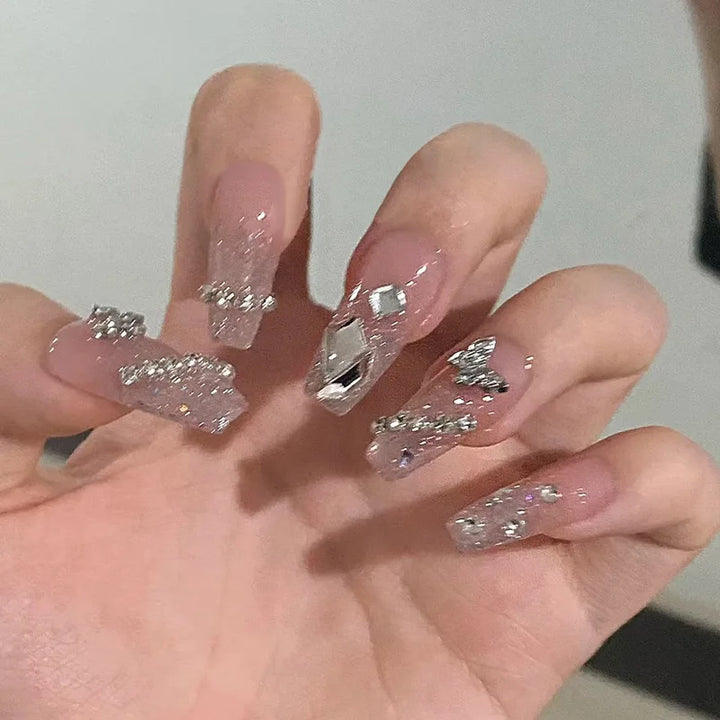 24pcs Press On Fake Nails Tips With Glue | Multiple Designs | Lovely Girl False Nails With Wearing Tools