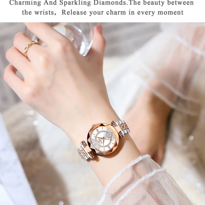 POEDAGAR Luxury Watch For Woman High Quality Diamond Ladies Quartz Watch Waterproof Date Stainless Steel Women Watches reloj+box