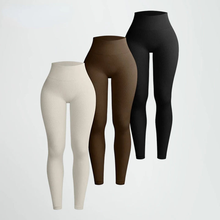 Thread Solid Leggings Women Seamless Knit Yoga Pants High Waist Hip Liftting Tights Fashion Slim Workout Running Sports Leggings - Total Trends Fusion
