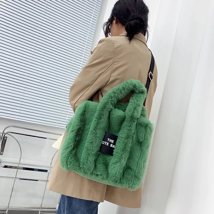JIAERDi Casual Fur Tote Bag For Women Luxury Handbag  Autumn Winter Plush Messenger Bag Harajuku Aesthetic Shopper Bag Female