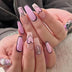 24Pc/Set Long Ballet Pink French Heart Geometric Cat Cartoon Patterns Printed Full Coverage Wearable Fake Nail Press on Nail Art