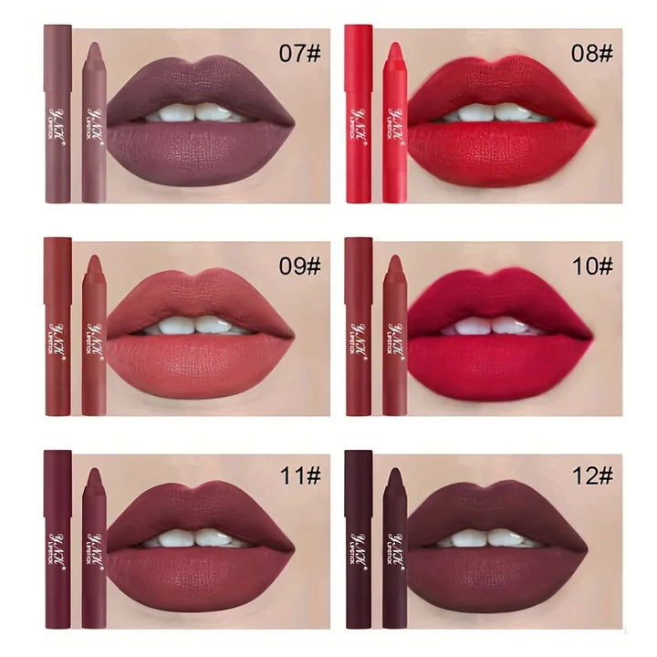 "1PC 12-Color Velvet Matte Lipstick Set | Waterproof & Long-Lasting"