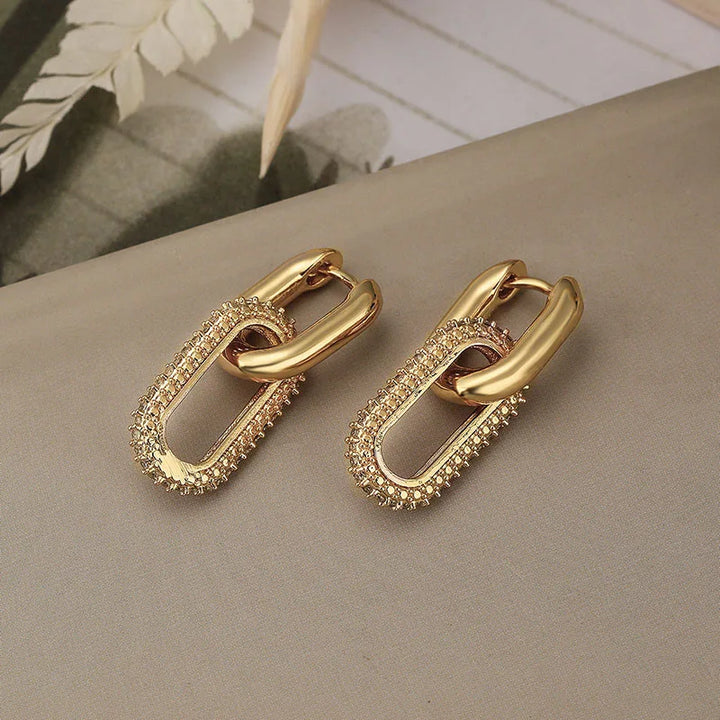 Retro Double Loop Design Drop Earrings Gold Color Geometric Round Hoop Earrings for Women Girls Punk Hip Hop Fashion Jewelry - Total Trends Fusion