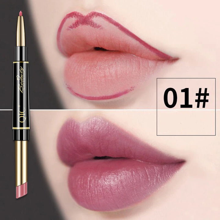 2 IN 1 Lip Liner Waterproof Matte Lipstick Pencil Sexy Red Long Lasting Lipliner Makeup Cosmetics - Total Trends Fusion