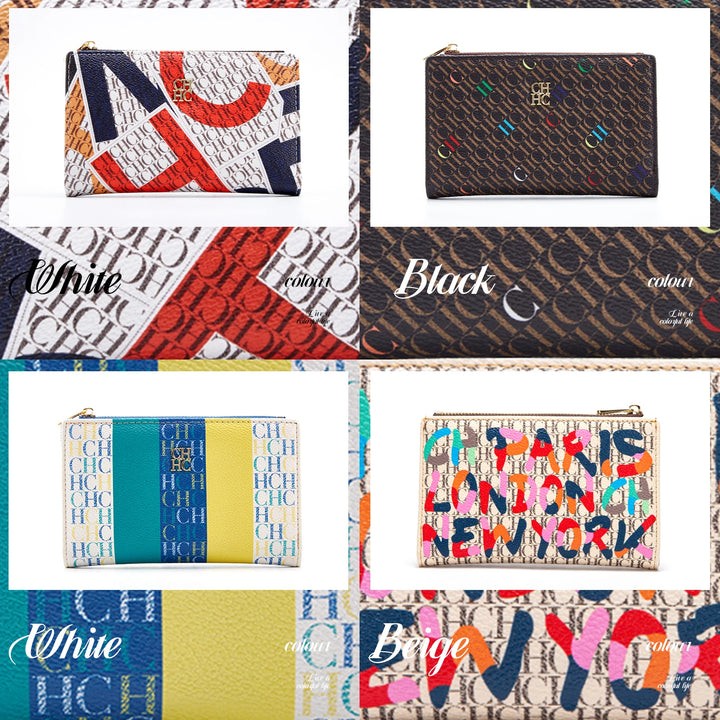 CHCH Women's Wallet Fashion Letter Cartoon Pattern Classic Retro Long Storage Wallet PVC Material - Total Trends Fusion