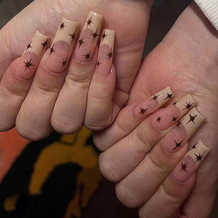 24pcs/Box Long T Handmade Valentine's Day French Flame Wave Love With Diamond False Nail Enhancement Waterproof Gel Fake Nails