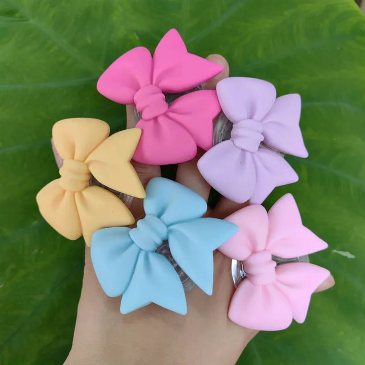 Cute Plain Macaron Color Bow-knot Smart Tok Universal Phone Holder  Phone Bracket GripTok Stand Socket Lazy Bracket