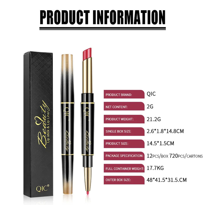 2 IN 1 Lip Liner Waterproof Matte Lipstick Pencil Sexy Red Long Lasting Lipliner Makeup Cosmetics