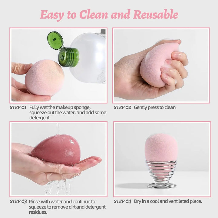 "7-Piece Makeup Sponge Set | Multi-Colored Blender Sponges for Liquid, Cream, Powder + Mini Pink Sponge" - Total Trends Fusion