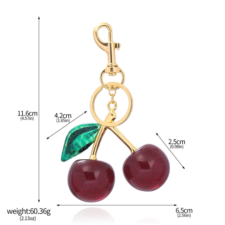 "Cherry Keychain | Summer Fruit Pendant Keyring for Bags & Jewelry"