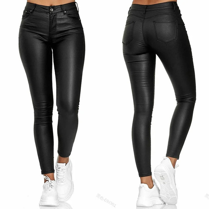 Women PU Leather Pants Black Sexy Stretch Bodycon Trousers Women High Waist Long Casual Pencil Pants Plus Size S-3XL - Total Trends Fusion