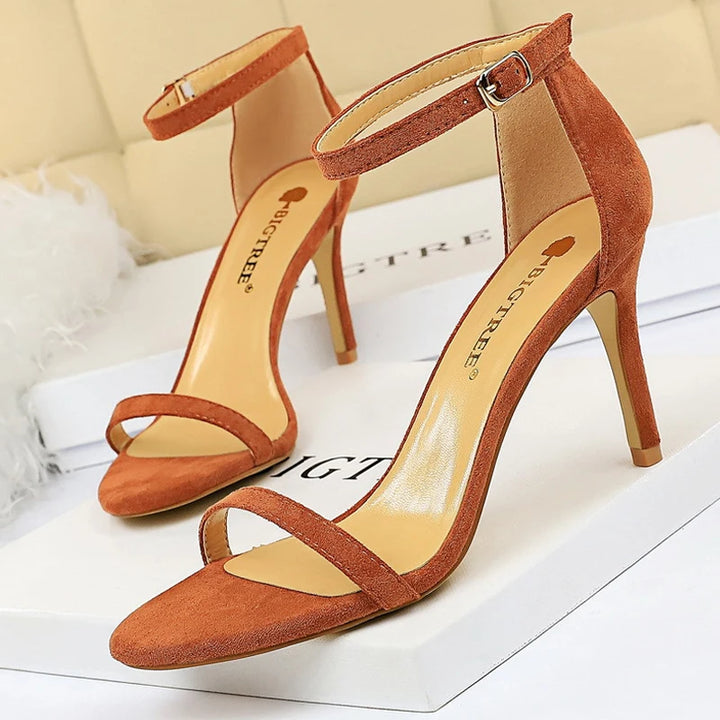 BIGTREE Shoes Summer Women Sandals Suede Hollow High Heels Stiletto Fashion Sandles Women Heels Ladies Shoes Women's Sandals - Total Trends Fusion