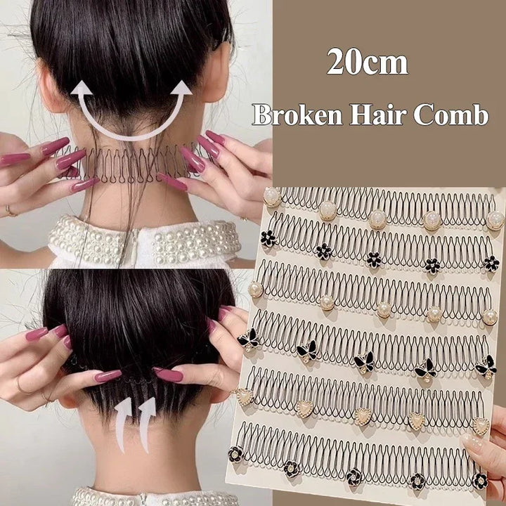 Lovely Flower Pearl Broken Hair Organizer Girls Women Hairpin Clip Invisible Bangs Fixed Insert Comb Tiara Headband Accessories - Total Trends Fusion