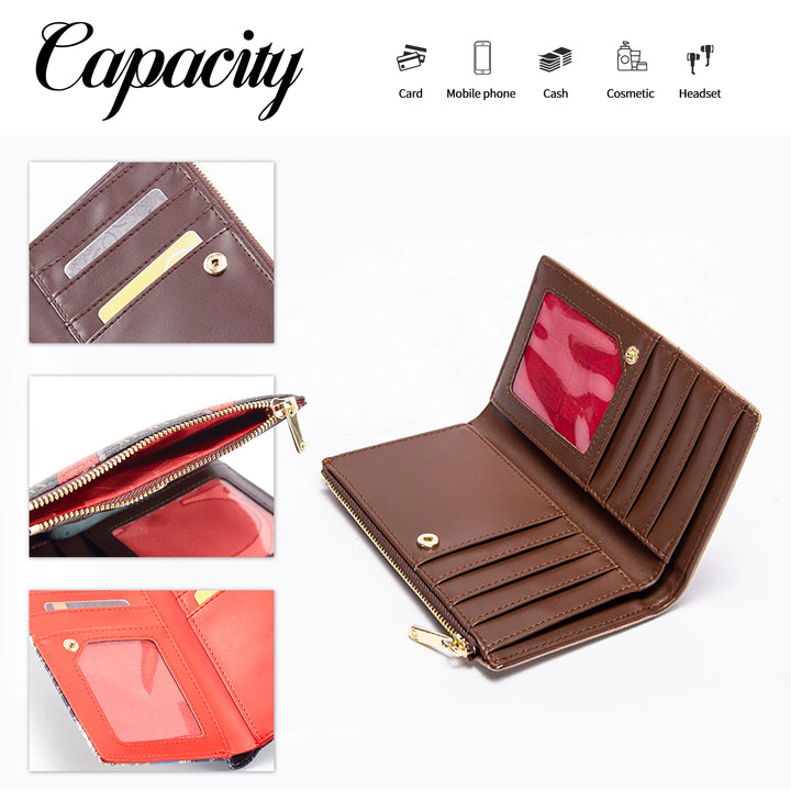 CHCH Women's Wallet Fashion Letter Cartoon Pattern Classic Retro Long Storage Wallet PVC Material - Total Trends Fusion
