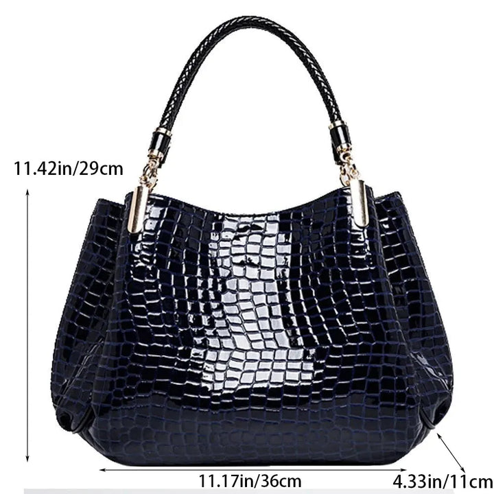 "Women’s Large Capacity Tote | Crocodile Print Shoulder Handbag"