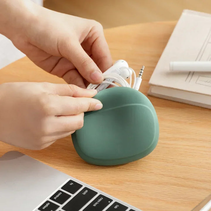 Portable Data Cable Headphone Storage Box Simple Oval Silicone Storage Bag Cute Coin Purse Home Small Gift Travel Must-have New