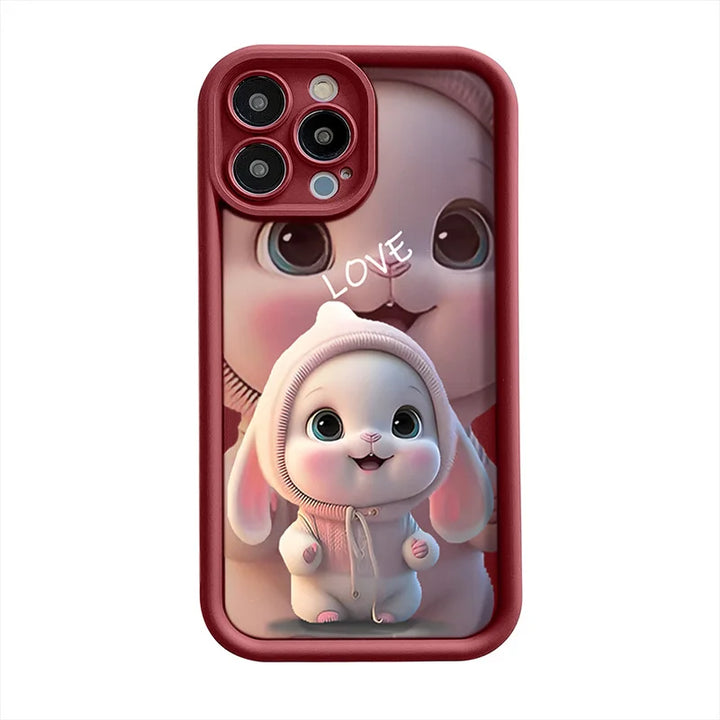 Lovely Pink Rabbit Silicone Case For Samsung Galaxy S24 S23 Ultra S22 S21 Plus S20 FE A12 A32 A52 A52S A23 A33 A53 A14 A34 A54