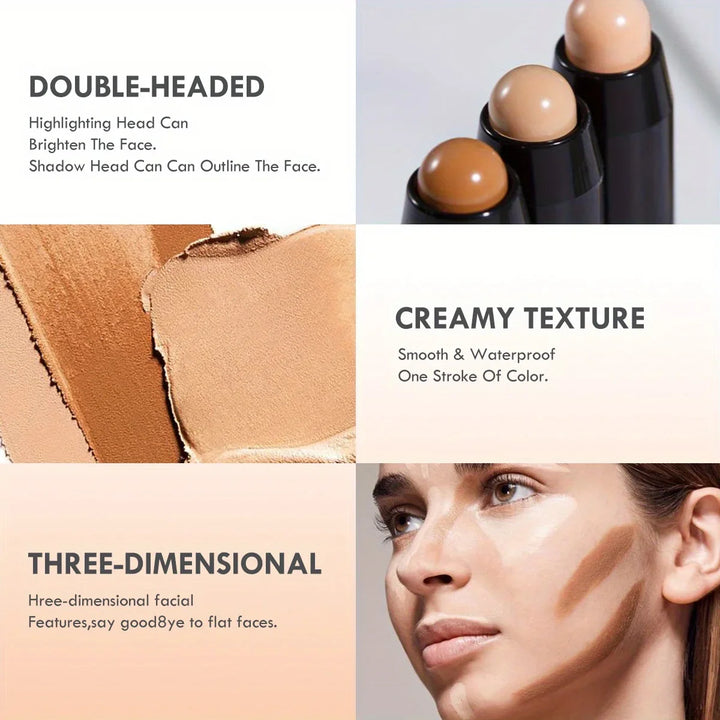 "Double Head Highlight & Contour Stick | Waterproof Concealer Pen"
