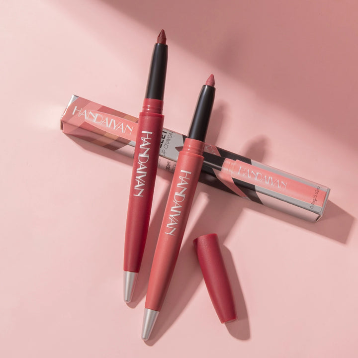 Handaiyan 6 Colors Matte Waterproof Velvet Nude Lipstick Pencil Lip Liner Sexy Red Pink Pigments Makeup Long Lasting - Total Trends Fusion