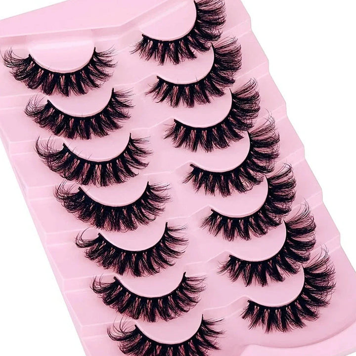 7 Pairs Russian Strip Eyelashes Thick Slender Fluffy False Eyelashes Daily Thick Eye End Lengthening Messy Lashes - Total Trends Fusion