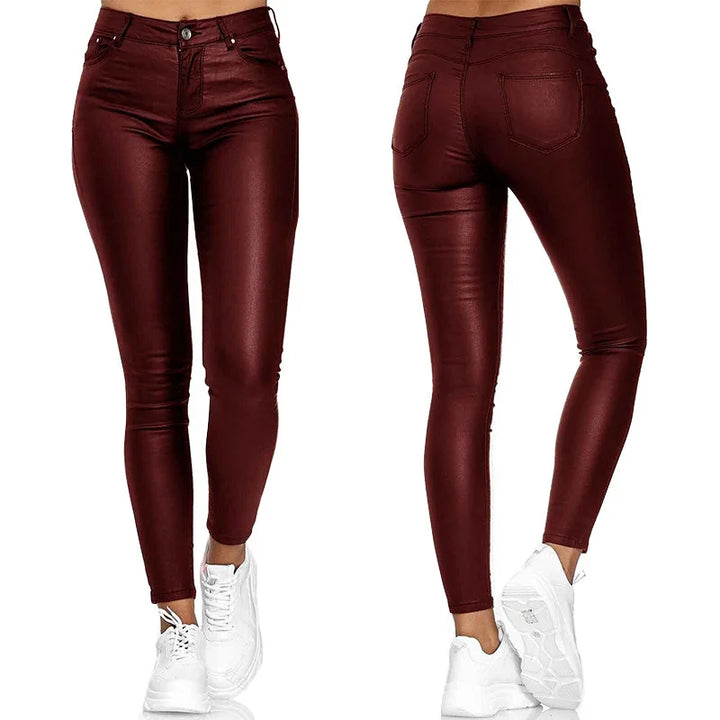 Women PU Leather Pants Black Sexy Stretch Bodycon Trousers Women High Waist Long Casual Pencil Pants Plus Size S-3XL - Total Trends Fusion