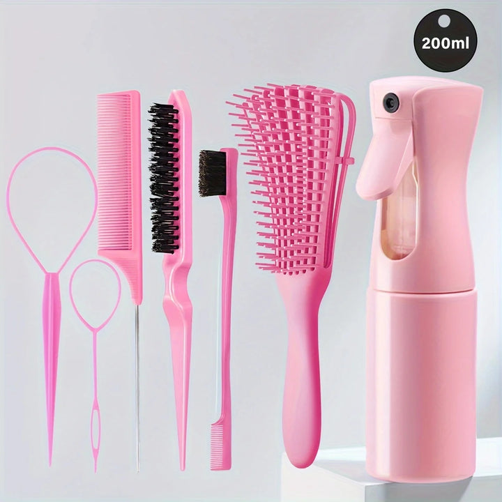 5-Piece Hair Styling Tools Set for Curly/Normal Hair Unisex Adult Unscented Hair Care Kit with Octopus Detangler Brush Comb - Total Trends Fusion