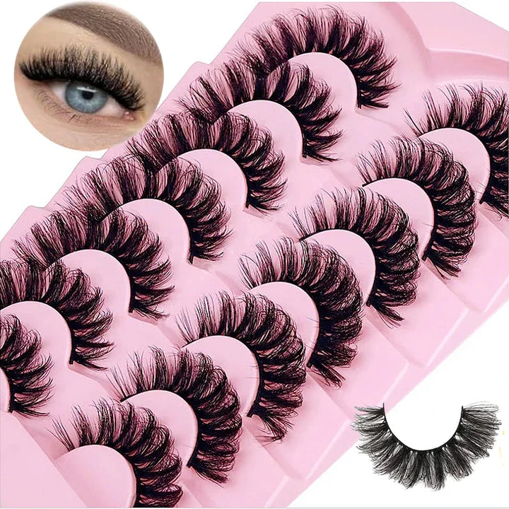 7 Pairs Russian Strip Eyelashes Thick Slender Fluffy False Eyelashes Daily Thick Eye End Lengthening Messy Lashes - Total Trends Fusion