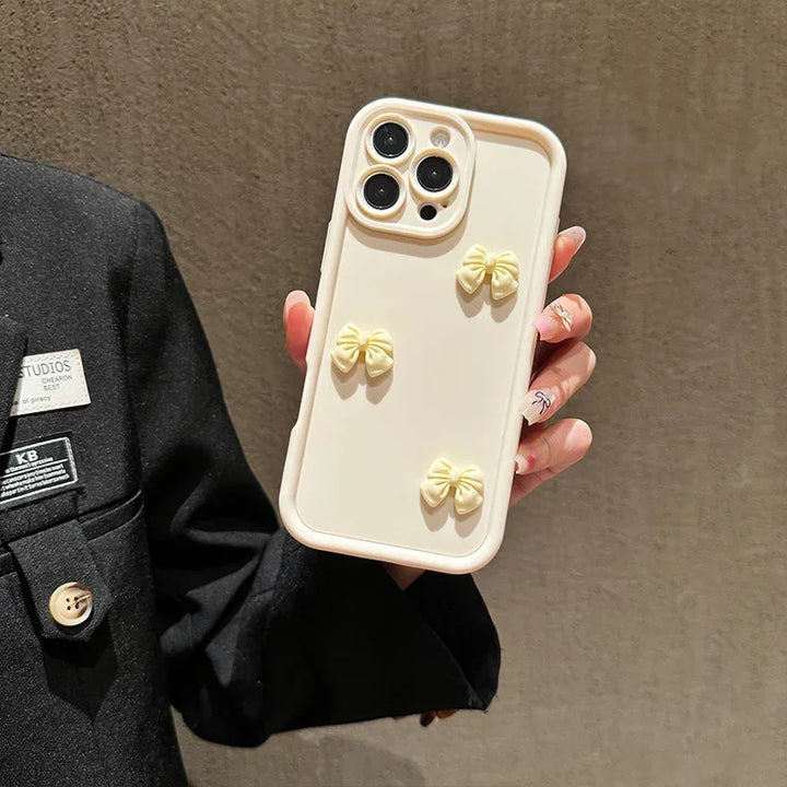 Korean 3D Bow Phone case For Samsung Galaxy S24 Ultra S23 S24 FE S25 S22 S21 Plus A16 A55 A54 A15 A35 A32 A13 A33 A34 A06 Cover