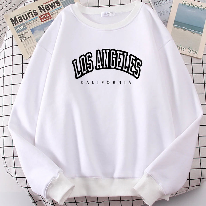 Los Angeles California City Streetwear Sweatshirt For Women Loose Oversized Clothing Personality Soft Letter Print Hoodies Woman - Total Trends Fusion
