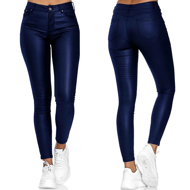 Women PU Leather Pants Black Sexy Stretch Bodycon Trousers Women High Waist Long Casual Pencil Pants Plus Size S-3XL - Total Trends Fusion