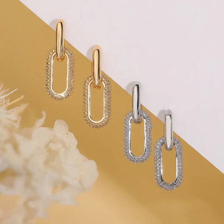Retro Double Loop Design Drop Earrings Gold Color Geometric Round Hoop Earrings for Women Girls Punk Hip Hop Fashion Jewelry - Total Trends Fusion