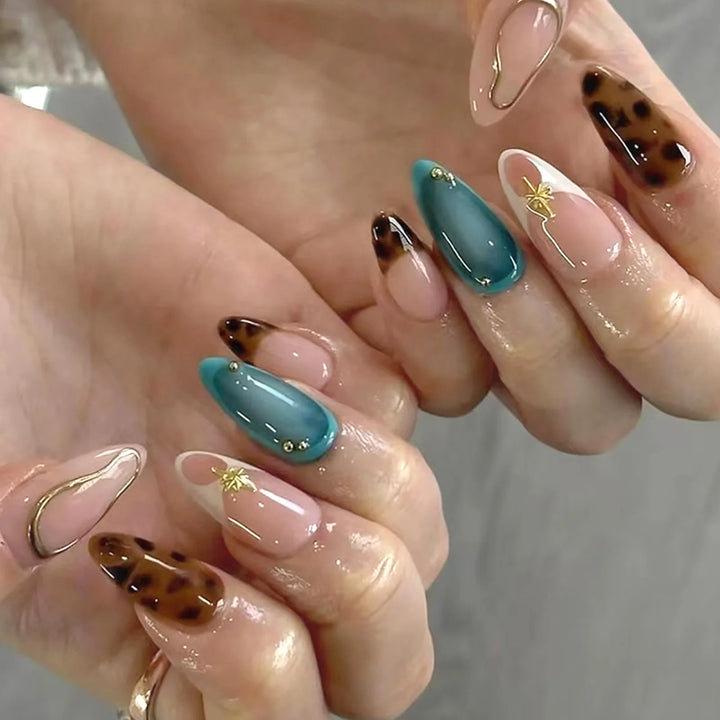 "Pink French 3D Bowknot Press-On Nails | Short Square Fashion False Nails"