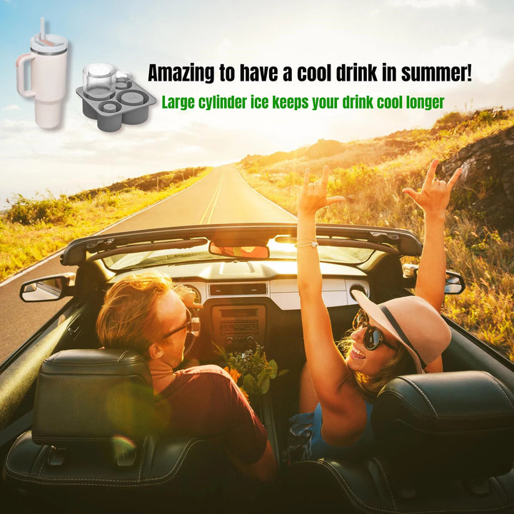 Ice Cube Tray Mold for Tumbler Stanley Cup Silicone Cylinder Ice Cube Maker Mold with Lid For 20oz 30oz 40oz