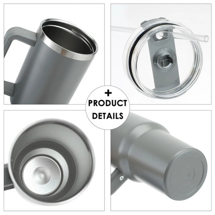 Custom 40 oz Tumbler With Handle Lid and Straw Insulated Stainless Steel Dupe Travel Mug Iced Coffee Cup Car Travel Mug 40oz