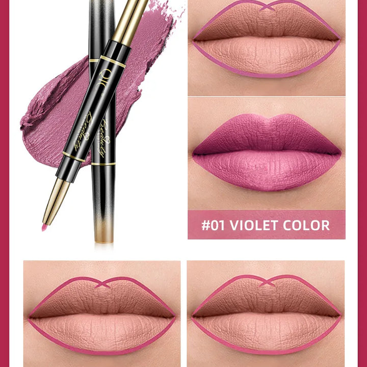 2 IN 1 Lip Liner Waterproof Matte Lipstick Pencil Sexy Red Long Lasting Lipliner Makeup Cosmetics