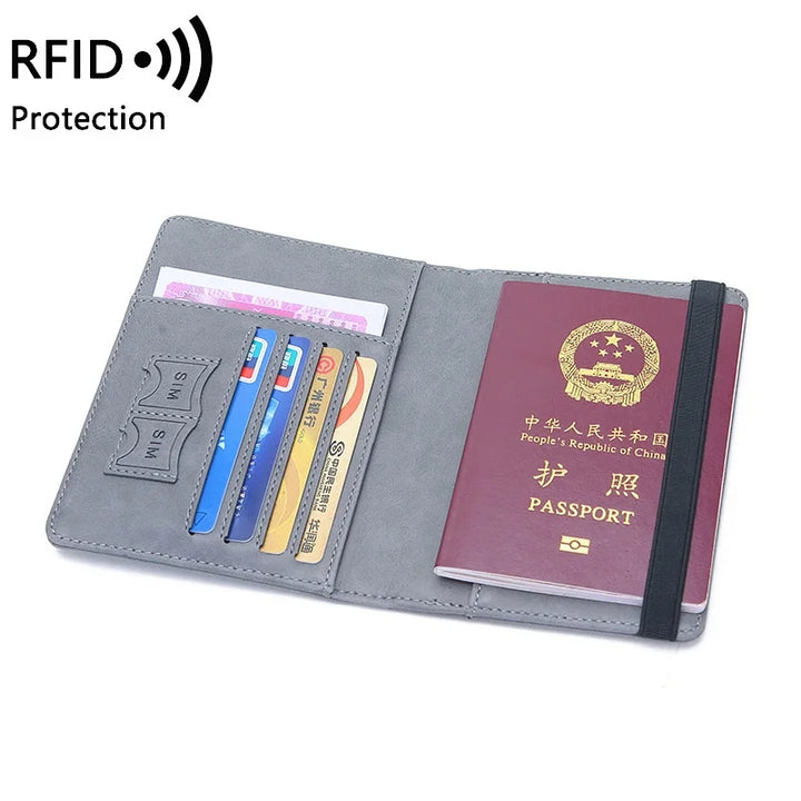 Women Men Engraved Name Passport Cover Travel Credit Id  Card Holder Case Wallet