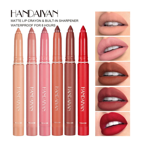 Handaiyan 12 Colors Lip Liner Matte Waterproof Velvet Nude Lipstick Pencil Sexy Red Brown Pigments Makeup Long Lasting - Total Trends Fusion