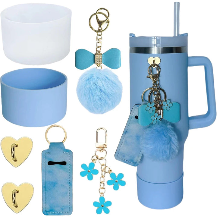 7pcs Accessories for Stanley Cup,2 Silicone Boots 2 Hooks,2 charms and Lipstick Holder Bag for Stanley Tumbler 40oz with Handle - Total Trends Fusion