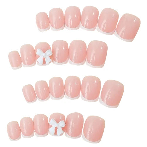 "French Tips Press-On Nails | Elegant Long-Lasting Artificial Manicure"