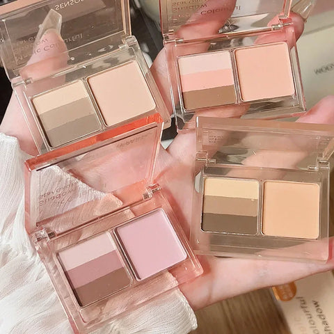 4 Colors Mini Eyeshadow Palette Pink Blush Natural Matte Eye Shadow Palette Long Lasting Korean Contour Powder Pigment Makeup