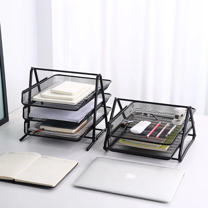 Office desktop A4 paper storage and organization rack multi-functional file rack letter book wire mesh storage rack