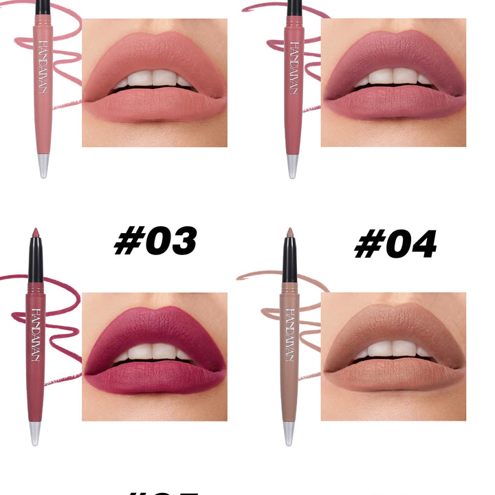 Handaiyan 6 Colors Matte Waterproof Velvet Nude Lipstick Pencil Lip Liner Sexy Red Pink Pigments Makeup Long Lasting