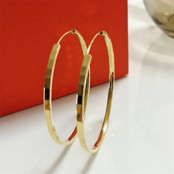 New Fashion18K Gold Plated Hoop Earrings For Women 925 Sterling Silver 2.0mm Fashion Earring 3/4/5/6CM