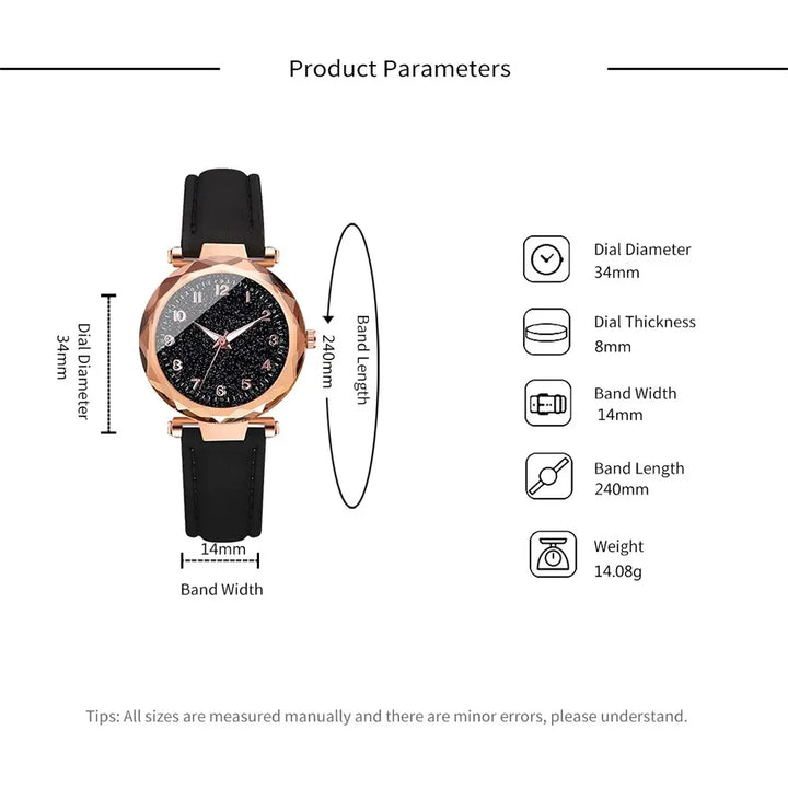 5pcs Set Womens Watches Set Ladies Fashion Watch Black Female New Simple Casual Womens Analog WristWatch Bracelet Gift No Box - Total Trends Fusion