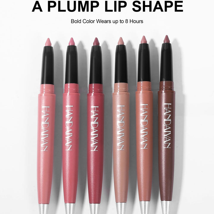 Handaiyan 6 Colors Matte Waterproof Velvet Nude Lipstick Pencil Lip Liner Sexy Red Pink Pigments Makeup Long Lasting