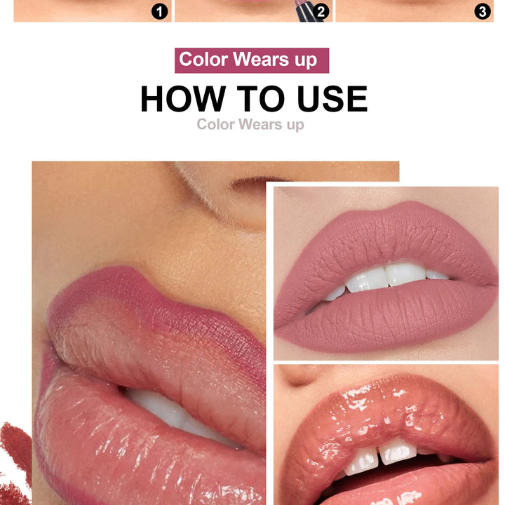 Handaiyan 6 Colors Matte Waterproof Velvet Nude Lipstick Pencil Lip Liner Sexy Red Pink Pigments Makeup Long Lasting